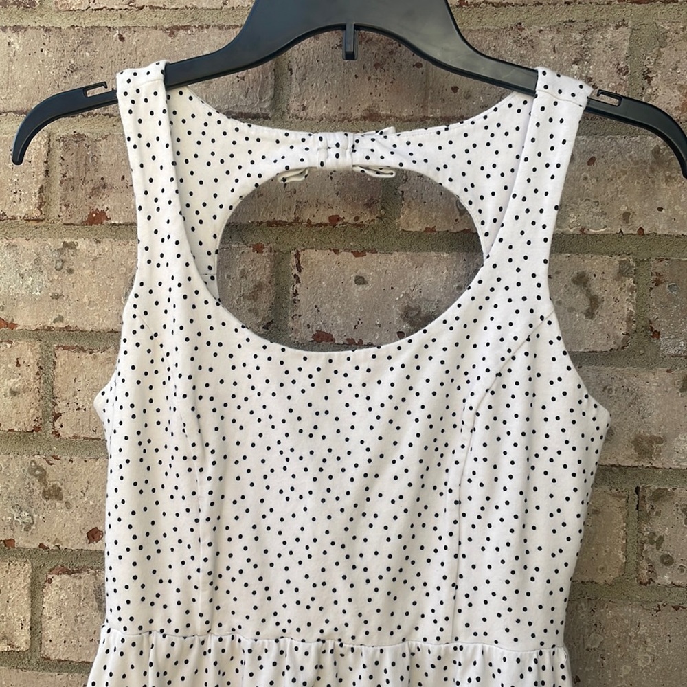 Open back sun dress Lauren Conrad polka dotted black white